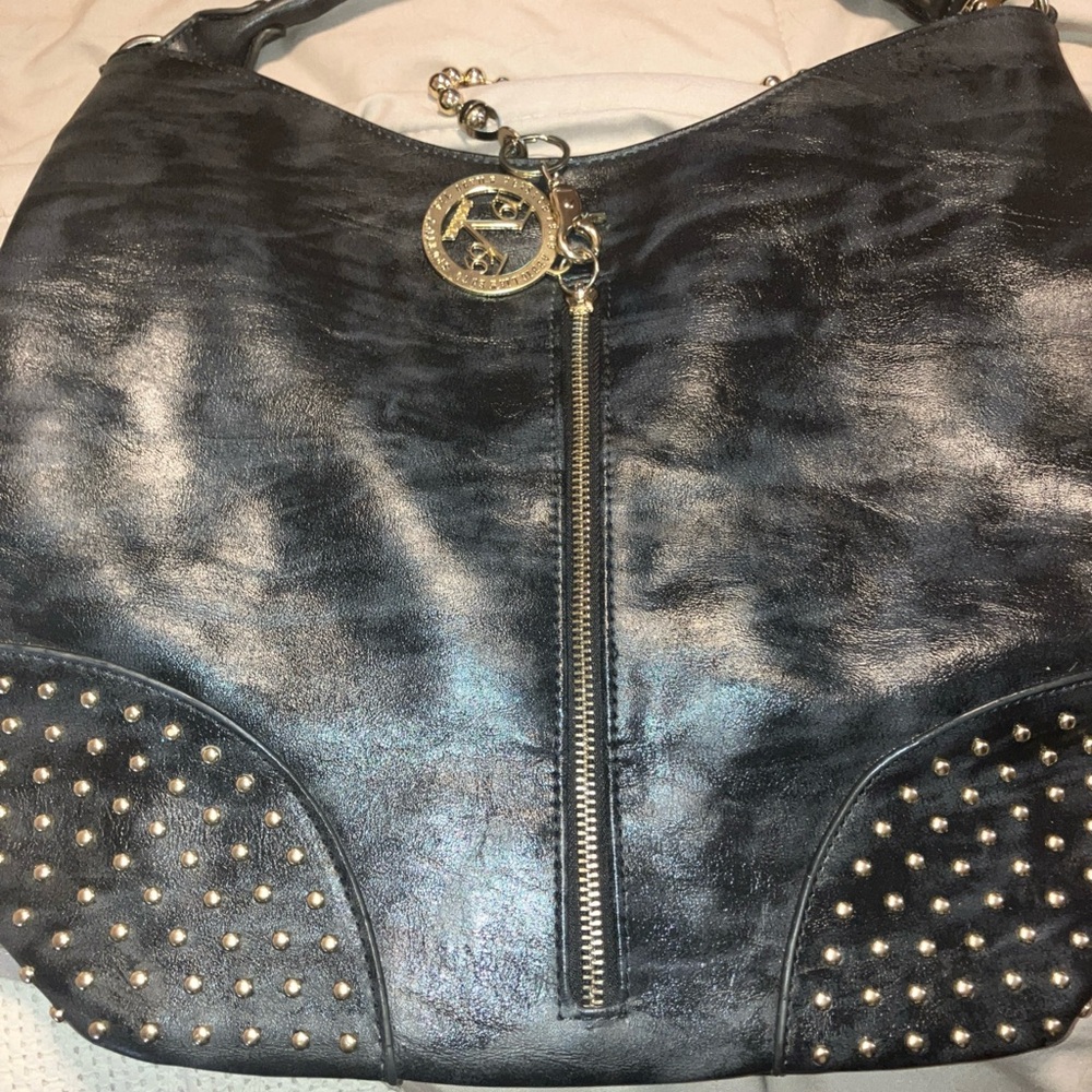 Vintage Versace 1969 Abbig Liam Ento Sportivo black leather handbag